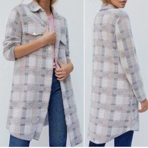 Antropologie Plaid Longline Cardigan Coat, XS